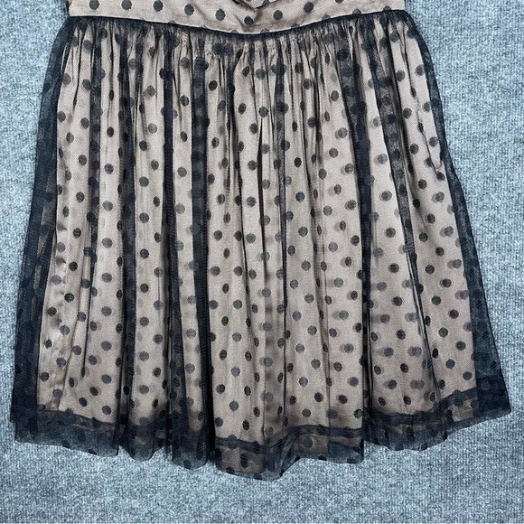 Fossil Women’s Medium Polka Dot Black Champagne Cocktail Dark Fairy Mini Dress - Picture 3 of 11